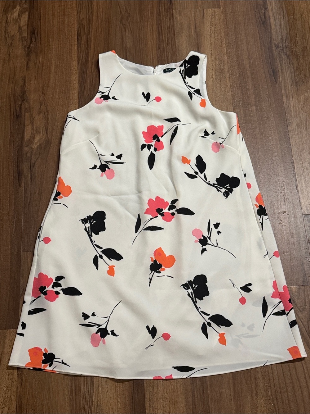 Ralph Lauren White Dress with Pink & Orange Floral Accent
